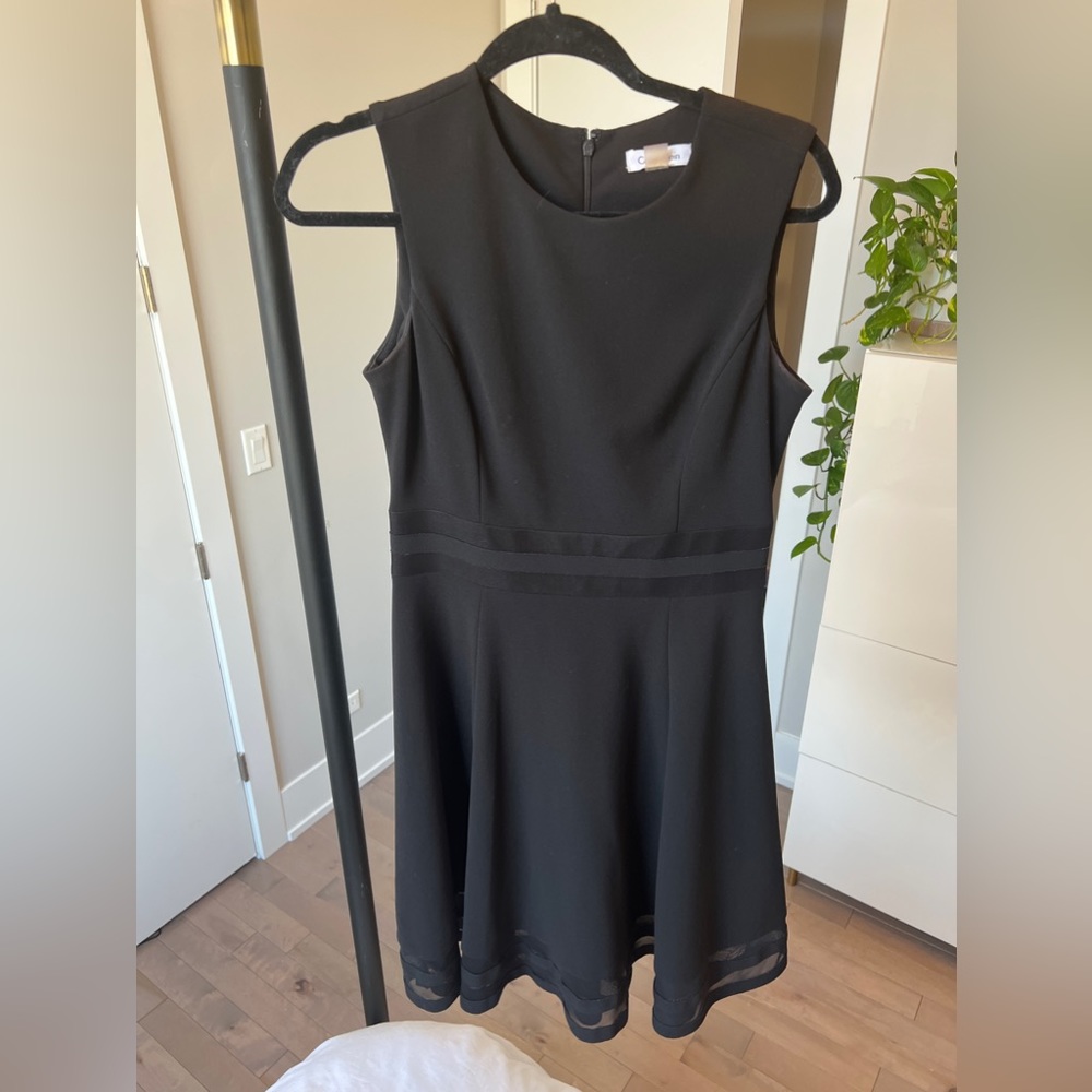 CLASSIC CALVIN KLEIN A-LINE DRESS WITH MESH CUTOUTS